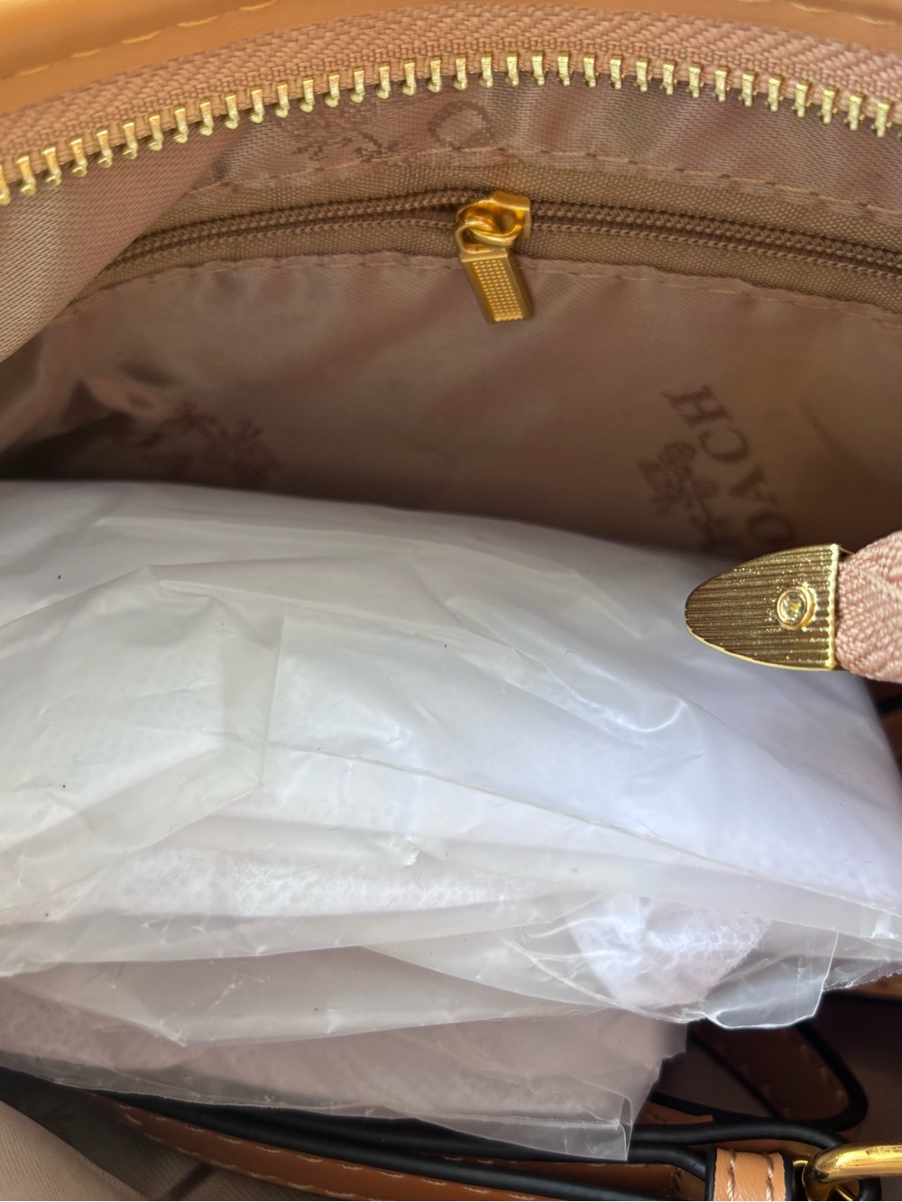 Blue Denim Mini Shoulder Bag with Tan Trim and Gold Hardware - Picture 3 of 6
